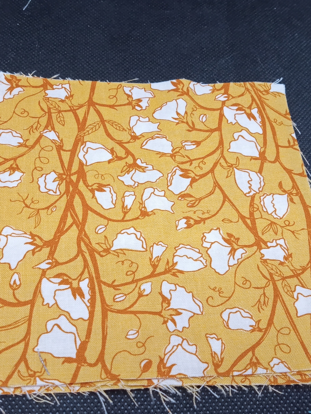 6 4.75 Inch Yellow Floral Print Fabric Squares